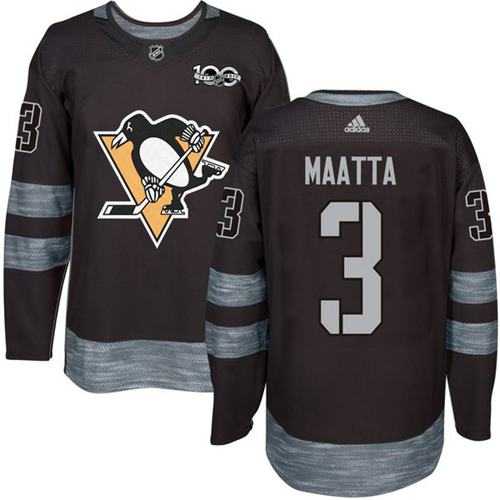 Pittsburgh Penguins #3 Olli Maatta Black 1917-2017 100th Anniversary Stitched NHL Jersey