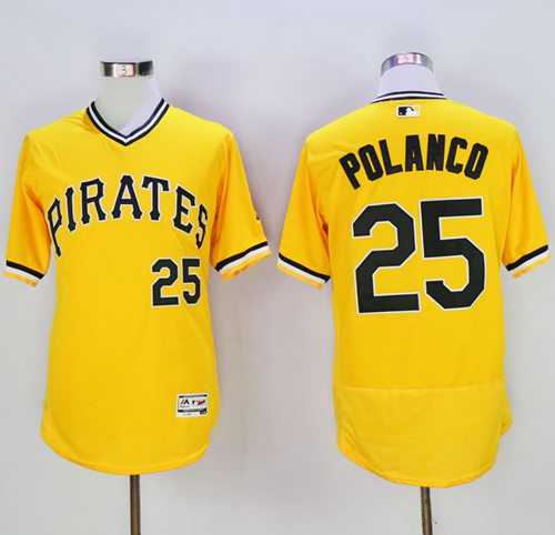 Pittsburgh Pirates #25 Gregory Polanco Gold Flexbase Authentic Collection Cooperstown Stitched Baseball Jersey