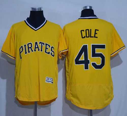 Pittsburgh Pirates #45 Gerrit Cole Gold Flexbase Authentic Collection Cooperstown Stitched Baseball Jersey