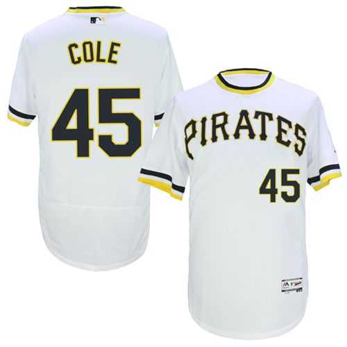 Pittsburgh Pirates #45 Gerrit Cole White Flexbase Authentic Collection Cooperstown Stitched Baseball Jersey