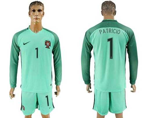 Portugal #1 Patricio Away Long Sleeves Soccer Country Jersey