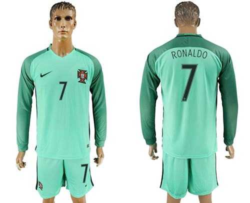 Portugal #7 Ronaldo Away Long Sleeves Soccer Country Jersey