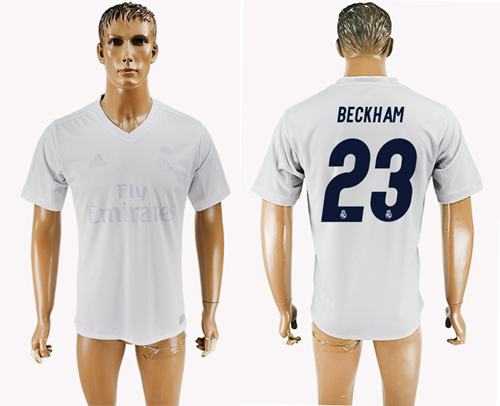 Real Madrid #23 Beckham Marine Environmental Protection Home Soccer Club Jersey