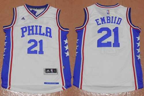 Revolution 30 Philadelphia 76ers #21 Joel Embiid White Stitched NBA Jersey Revolution 30 Philadelphia 76ers #21 Joel Embiid White Stitched NBA Jersey