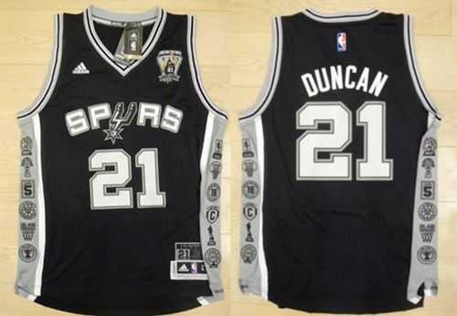 San Antonio Spurs #21 Tim Duncan Black Retirement Memorial Stitched NBA Jersey