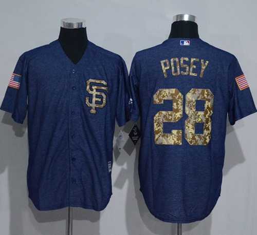 San Francisco Giants #28 Buster Posey Denim Blue Salute to Service Stitched Baseball jerseys