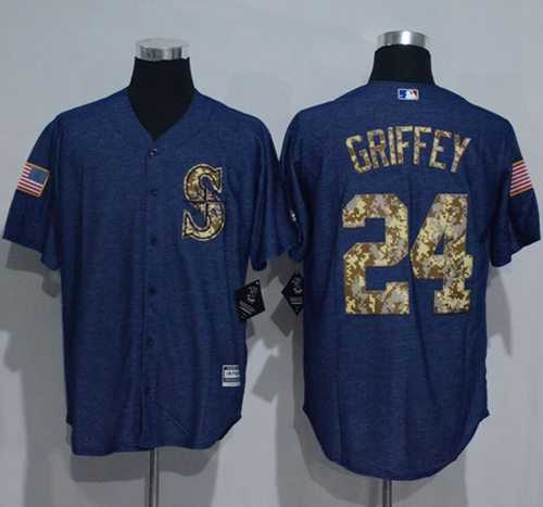 Seattle Mariners #24 Ken Griffey Denim Blue Salute to Service Stitched Baseball Jersey Seattle Mariners #24 Ken Griffey Denim Blue Salute to Service Stitched Baseball Jersey
