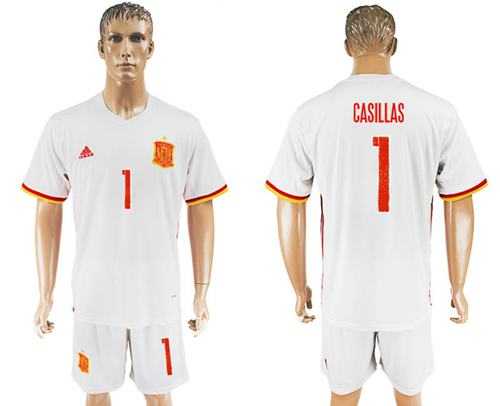 Spain #1 Casillas Away Soccer Country Jersey