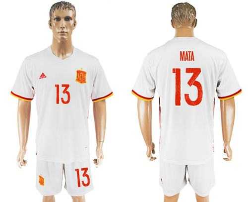 Spain #13 Mata Away Soccer Country Jersey