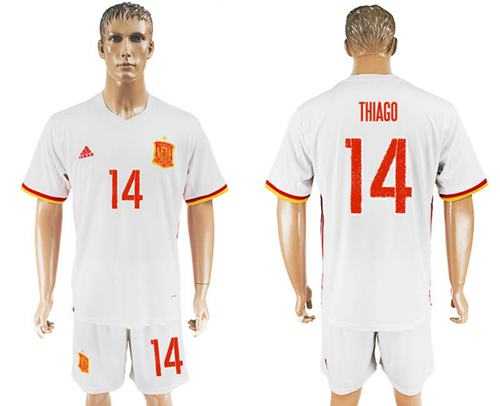 Spain #14 Thiago Away Soccer Country Jersey
