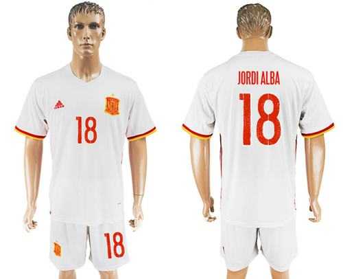 Spain #18 Jordi Alba Away Soccer Country Jersey