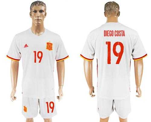 Spain #19 Diego Costa Away Soccer Country Jersey
