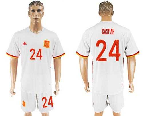 Spain #24 Caspar Away Soccer Country Jersey