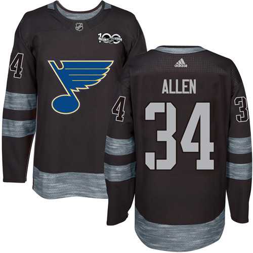 St. Louis Blues #34 Jake Allen Black 1917-2017 100th Anniversary Stitched NHL Jersey
