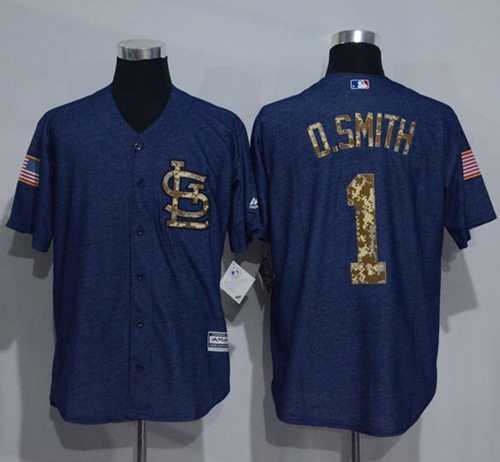 St.Louis Cardinals #1 Ozzie Smith Denim Blue Salute to Service Stitched Baseball Jersey