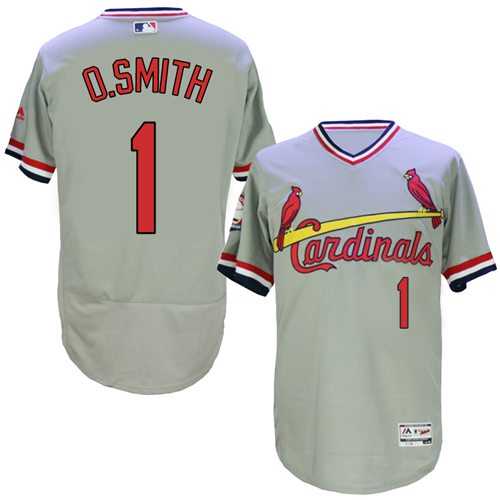 St.Louis Cardinals #1 Ozzie Smith Grey Flexbase Authentic Collection Cooperstown Stitched Baseball Jersey