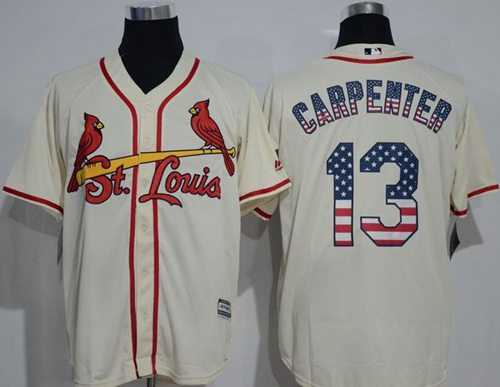 St.Louis Cardinals #13 Matt Carpenter Cream USA Flag Fashion Stitched Baseball Jersey