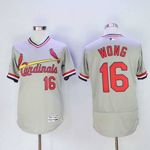 St.Louis Cardinals #16 Kolten Wong Grey Flexbase Authentic Collection Cooperstown Stitched Baseball Jersey