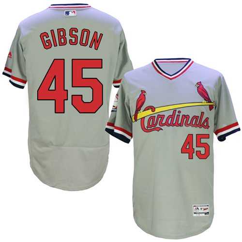 St.Louis Cardinals #45 Bob Gibson Grey Flexbase Authentic Collection Cooperstown Stitched Baseball Jersey