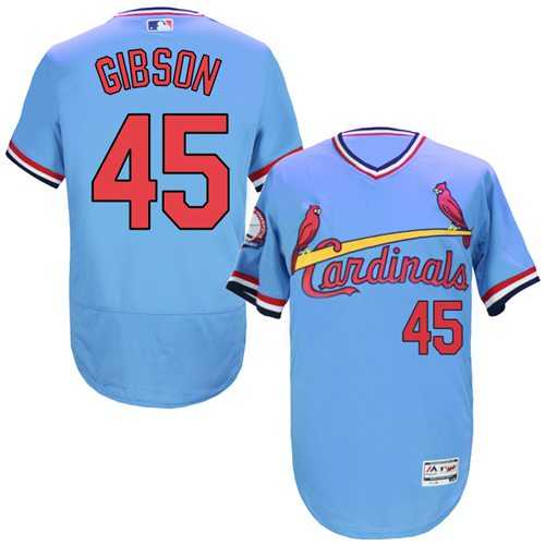 St.Louis Cardinals #45 Bob Gibson Light Blue Flexbase Authentic Collection Cooperstown Stitched Baseball Jersey