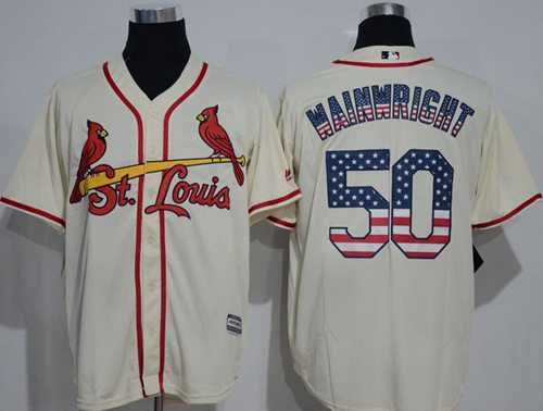 St.Louis Cardinals #50 Adam Wainwright Cream USA Flag Fashion Stitched Baseball Jersey