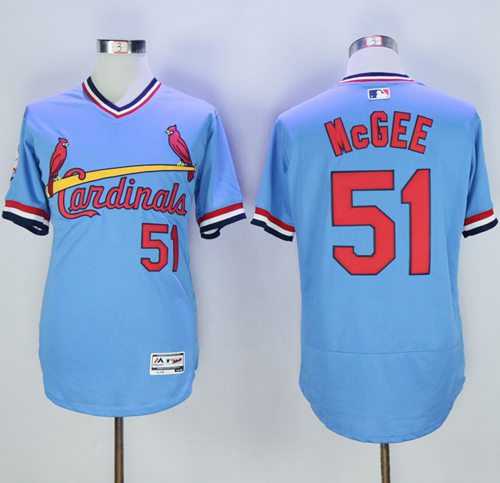 St.Louis Cardinals #51 Willie McGee Light Blue Flexbase Authentic Collection Cooperstown Stitched Baseball Jersey
