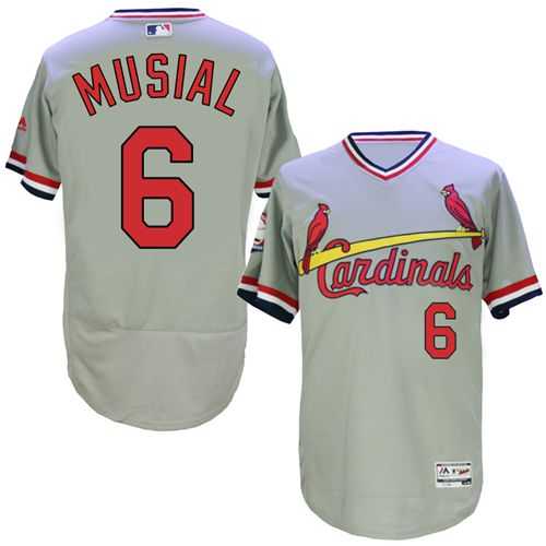 St.Louis Cardinals #6 Stan Musial Grey Flexbase Authentic Collection Cooperstown Stitched Baseball Jersey