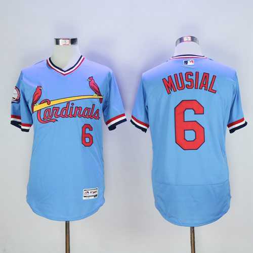 St.Louis Cardinals #6 Stan Musial Light Blue Flexbase Authentic Collection Cooperstown Stitched Baseball Jersey