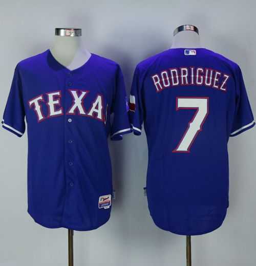 Texas Rangers #7 Ivan Rodriguez Blue Cool Base Stitched MLB Jersey