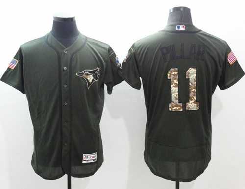 Toronto Blue Jays #11 Kevin Pillar Green Flexbase Authentic Collection Salute to Service Stitched Baseball Jersey
