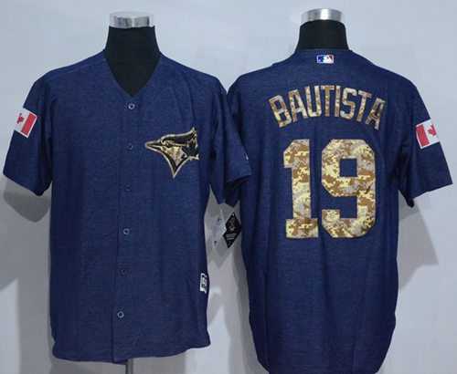 Toronto Blue Jays #19 Jose Bautista Denim Blue Salute to Service Stitched Baseball Jersey