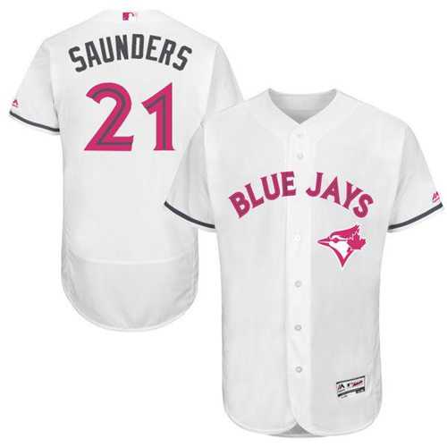 Toronto Blue Jays #21 Michael Saunders White Flexbase Authentic Collection 2016 Mother's Day Stitched Baseball Jersey