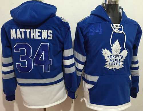 Toronto Maple Leafs #34 Auston Matthews Blue Name & Number Pullover NHL Hoodie