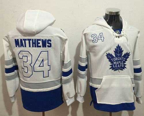 Toronto Maple Leafs #34 Auston Matthews White Name & Number Pullover NHL Hoodie