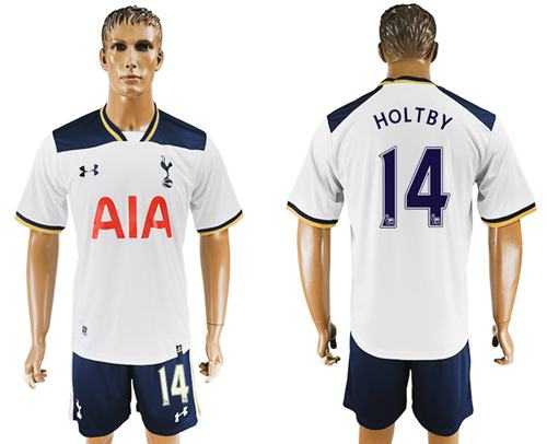 Tottenham Hotspur #14 Holtby White Home Soccer Club Jersey