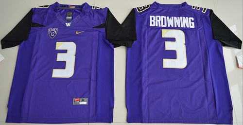 UConn Huskies #3 Jake Browning Purple Limited Stitched NCAA Jersey