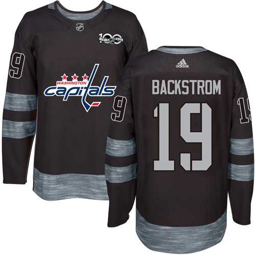 Washington Capitals #19 Nicklas Backstrom Black 1917-2017 100th Anniversary Stitched NHL Jersey