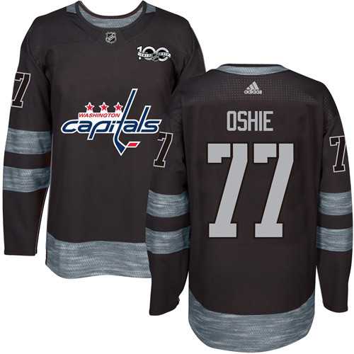 Washington Capitals #77 T.J Oshie Black 1917-2017 100th Anniversary Stitched NHL Jersey