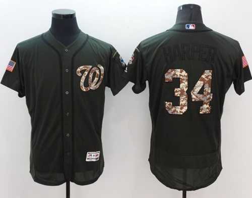 Washington Nationals #34 Bryce Harper Green Flexbase Authentic Collection Salute to Service Stitched Baseball Jersey