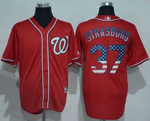 Washington Nationals #37 Stephen Strasburg Red USA Flag Fashion Stitched Baseball Jersey
