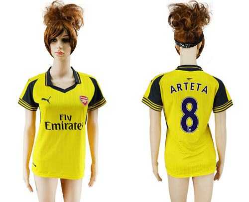 Women's Arsenal #8 Arteta Away Soccer Club Jersey