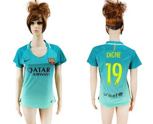 Women's Barcelona #19 Digne Sec Away Soccer Club Jersey