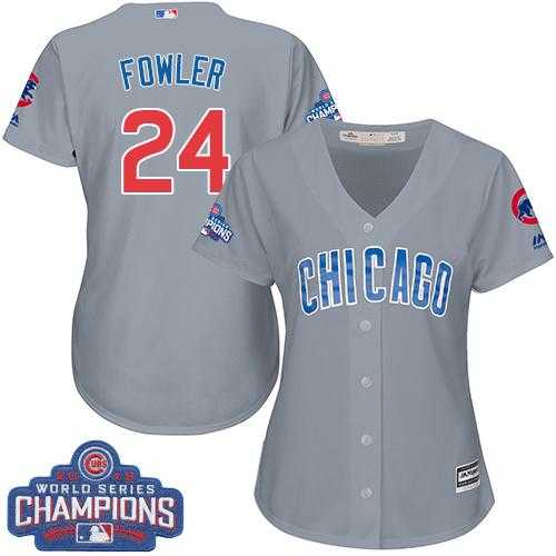 Women's Chicago Cubs #24 Dexter Fowler Grey Road 2016 World Series Champions Stitched Baseball Jersey