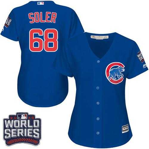 Women's Chicago Cubs #68 Jorge Soler Blue Alternate 2016 World Series Bound Stitched Baseball Jersey