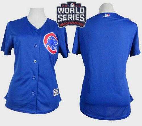 Women's Chicago Cubs Blank Blue Alternate 2016 World Series Bound Stitched Baseball Jersey