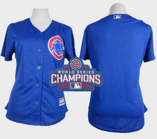 Women's Chicago Cubs Blank Blue Alternate 2016 World Series Champions Stitched Baseball Jersey