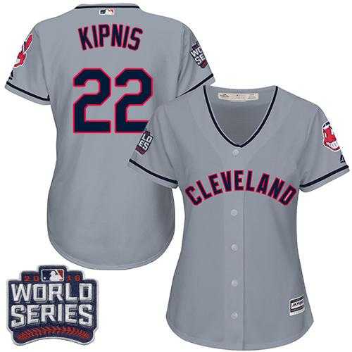 Women's Cleveland Indians #22 Jason Kipnis Grey 2016 World Series Bound Road Stitched Baseball Jersey