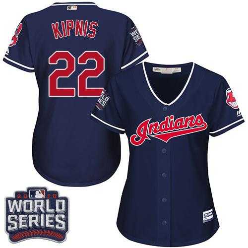 Women's Cleveland Indians #22 Jason Kipnis Navy Blue 2016 World Series Bound Alternate Stitched Baseball Jersey