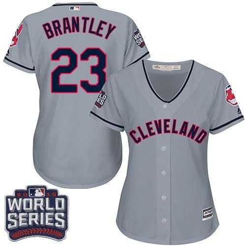 Women's Cleveland Indians #23 Michael Brantley Grey 2016 World Series Bound Road Stitched Baseball Jersey