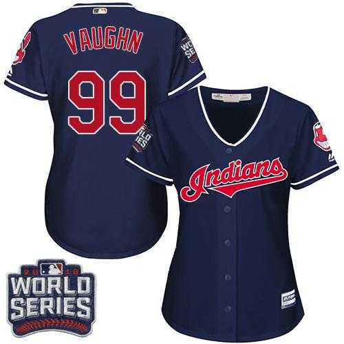 Women's Cleveland Indians #99 Ricky Vaughn Navy Blue 2016 World Series Bound Alternate Stitched Baseball Jersey